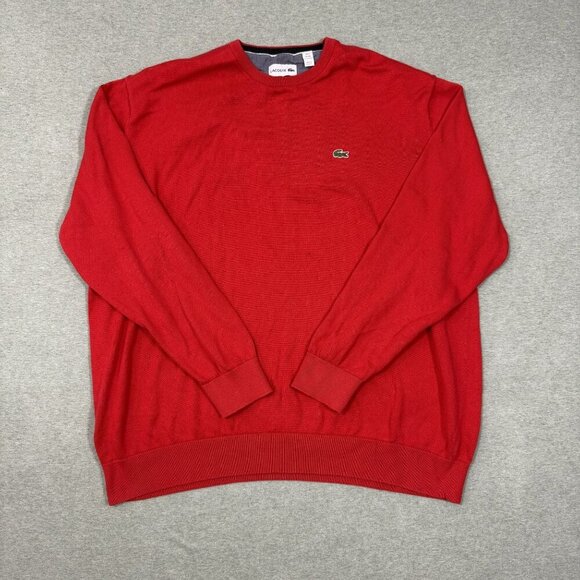 Lacoste Other - Lacoste Men's Pullover 4XL (Fr9) C-Neck Red Sweater Logo On Chest (V 1121)
